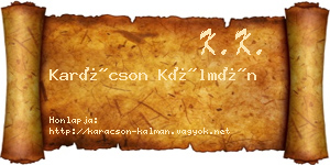 Karácson Kálmán névjegykártya